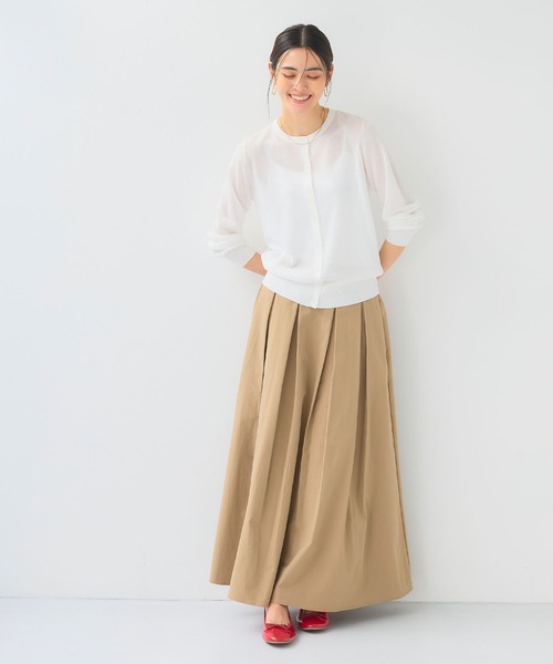 CROSS FUNCTION（クロスファンクション）の「《洗える》サマナチュラクルーネックシアーニットカーディガン【CF/クロスファンクション】（カーディガン/ボレロ・レディース・オフホワイト/ミント/ベージュ/ブラック・L/M/LL）」の10枚目の写真