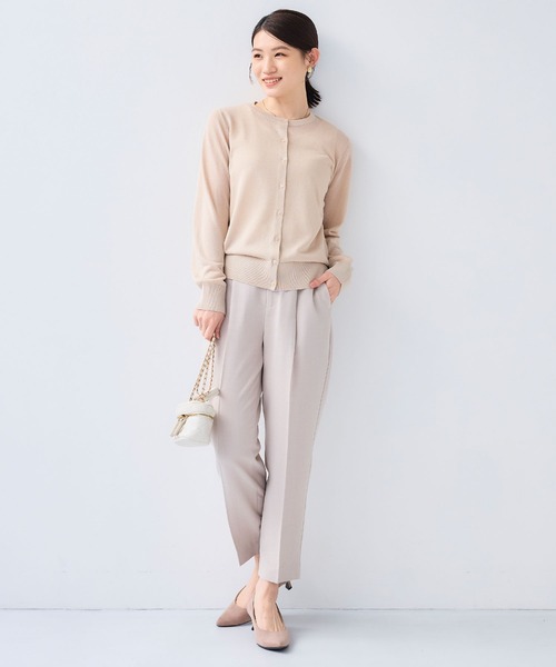 CROSS FUNCTION（クロスファンクション）の「《洗える》サマナチュラクルーネックシアーニットカーディガン【CF/クロスファンクション】（カーディガン/ボレロ・レディース・オフホワイト/ミント/ベージュ/ブラック・L/M/LL）」の19枚目の写真