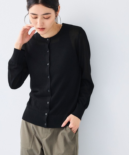 CROSS FUNCTION（クロスファンクション）の「《洗える》サマナチュラクルーネックシアーニットカーディガン【CF/クロスファンクション】（カーディガン/ボレロ・レディース・オフホワイト/ミント/ベージュ/ブラック・L/M/LL）」の22枚目の写真