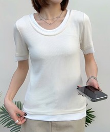 レイヤードデザインUネックTシャツ カットソー