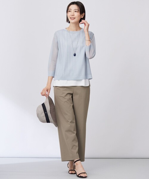 J.PRESS（ジェイプレス）の「【洗える・接触冷感・UVケア・吸水速乾・防透け】麻シェルドライ ワイドストレート マリン パンツ（その他パンツ・レディース・アイボリー系/ライトグリーン系/ネイビー系/カーキ系・T13/T15/T17）」の12枚目の写真