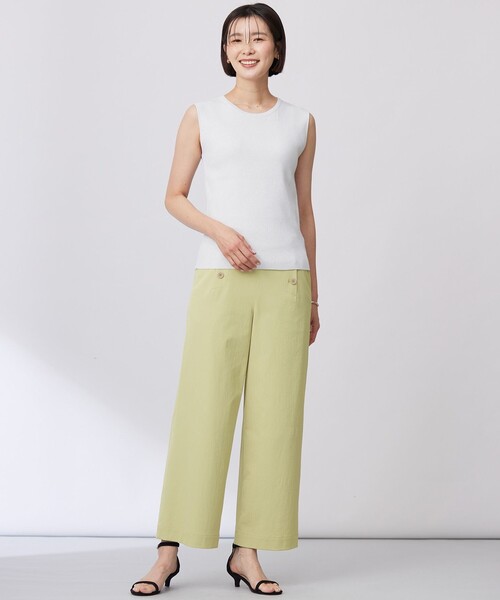J.PRESS（ジェイプレス）の「【洗える・接触冷感・UVケア・吸水速乾・防透け】麻シェルドライ ワイドストレート マリン パンツ（その他パンツ・レディース・アイボリー系/ライトグリーン系/ネイビー系/カーキ系・T13/T15/T17）」の15枚目の写真