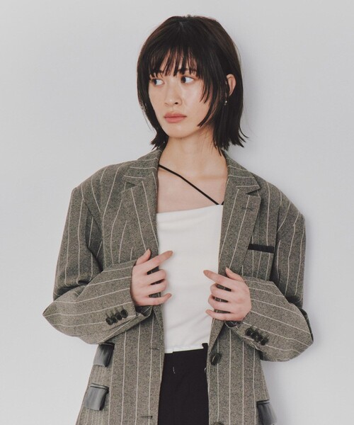 レザーフラップシングルジャケット｜ウォッシャブル/防シワ/春服