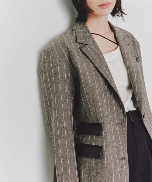 レザーフラップシングルジャケット｜ウォッシャブル/防シワ/春服