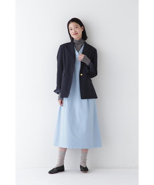 human woman（ヒューマンウーマン）の「◆製品染め刻み衿ワンピース（ワンピース・レディース・ベージュ/ブルー・MEDIUM）」の14枚目の写真