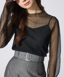 rienda - 袖ファー トップス ブラック リエンダ rienda FファーコンビノースリニットTOP （ブラック
