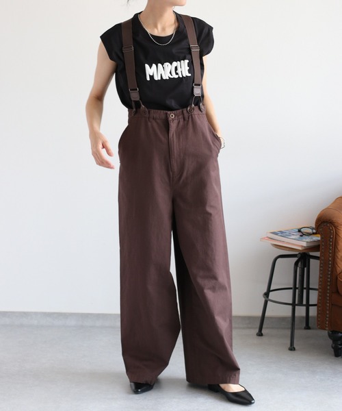 セール】サスペンダーツイルワイドパンツ〈低身長 / 高身長サイズあり