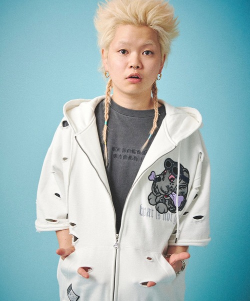 Amilige × GILTYxGILTY✨パーカー　羽　フーディー　ホワイト 美品】GILTYxGILTY ギルティギルティ ギルギル Amilige