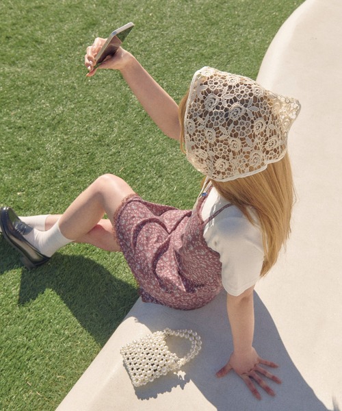 GOLDY（ゴールディ）の「ローズ エンブロイダリー バブーシュカ（その他ヘアアクセサリー・レディース・アイボリー/ブラック・FREE）」の10枚目の写真