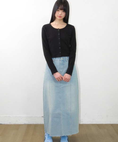AMESWORLDWIDE(アメスワールドワイド)の「AMES WORLDWIDE/リブUネックカーディガン(カーディガン/ボレロ・レディース・ブラック/ホワイト/ピンク・FREE)」の13枚目の写真