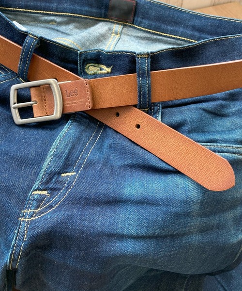 Lee/リー 30mm レザー スクエアバックル ナローベルト/ヴィンテージ調