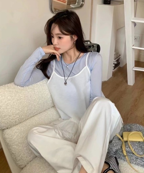 スタイルアップ♪ うさとの服　キャミソール　ウエストマーク VIS｜【ViVi12月号掲載】【選べる着丈】カップ付きロゴ刺繍