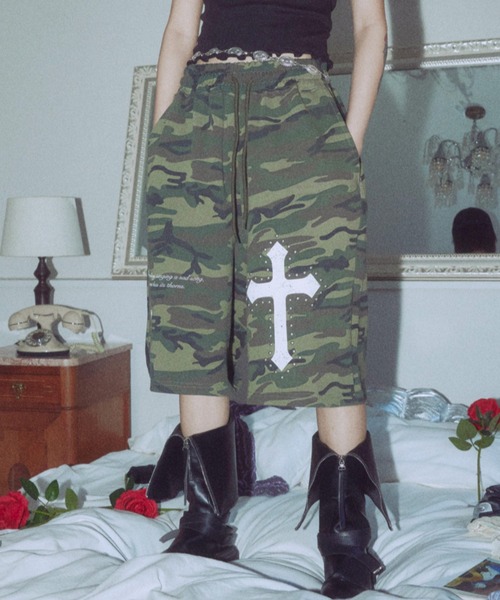 ショートパンツ [NIIER NOR] CROSS ROSE HALF PANTS A'GEM/9 × .kom 『NIIER NOR/ニーアノア』 N-CROSS HALF PANTS/N