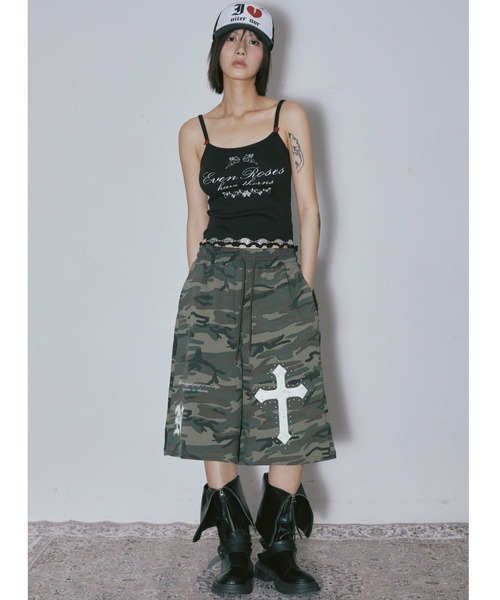 ショートパンツ [NIIER NOR] CROSS ROSE HALF PANTS A'GEM/9 × .kom 『NIIER NOR/ニーアノア』 N-CROSS HALF PANTS/N