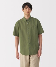 紳士　ヘンプコットン半袖シャツ