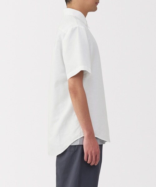 無印良品（ムジルシリョウヒン）の「紳士　ヘンプコットン半袖シャツ（シャツ/ブラウス・メンズ・スモーキーグリーン系/ネイビー/サンドベージュ/ホワイト・S/M/L/XL）」の12枚目の写真