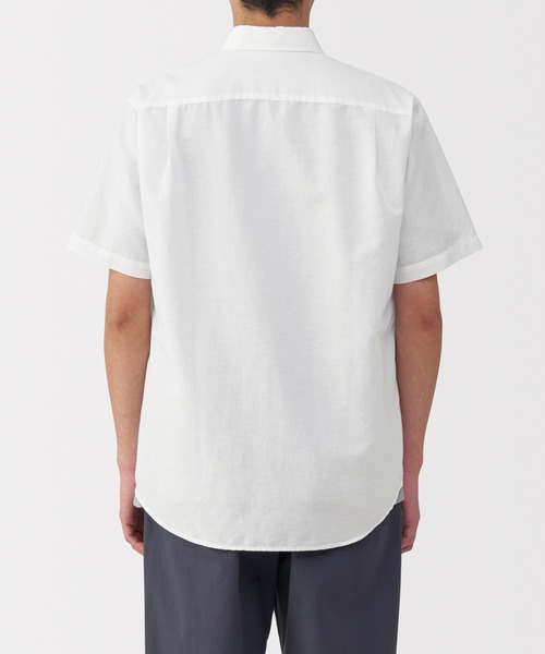 無印良品（ムジルシリョウヒン）の「紳士　ヘンプコットン半袖シャツ（シャツ/ブラウス・メンズ・スモーキーグリーン系/ネイビー/サンドベージュ/ホワイト・S/M/L/XL）」の13枚目の写真