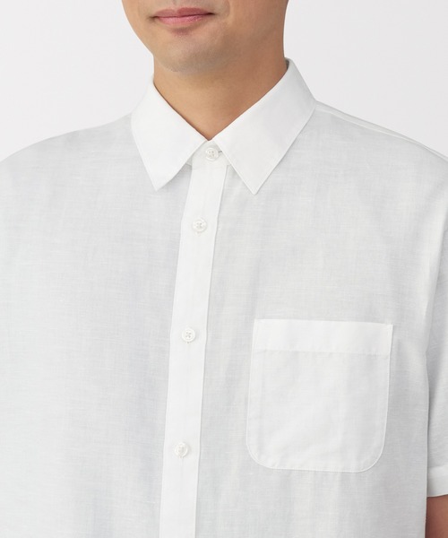 無印良品（ムジルシリョウヒン）の「紳士　ヘンプコットン半袖シャツ（シャツ/ブラウス・メンズ・スモーキーグリーン系/ネイビー/サンドベージュ/ホワイト・S/M/L/XL）」の14枚目の写真