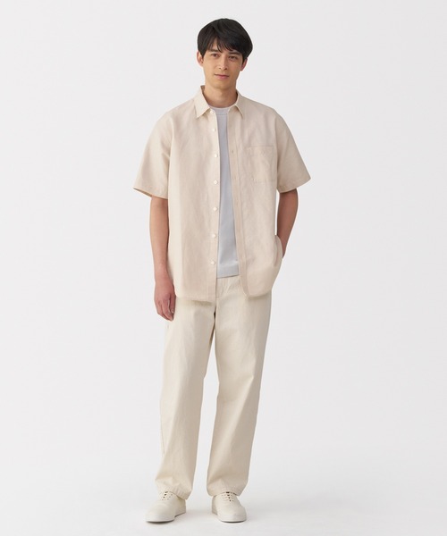 無印良品（ムジルシリョウヒン）の「紳士　ヘンプコットン半袖シャツ（シャツ/ブラウス・メンズ・スモーキーグリーン系/ネイビー/サンドベージュ/ホワイト・S/M/L/XL）」の18枚目の写真