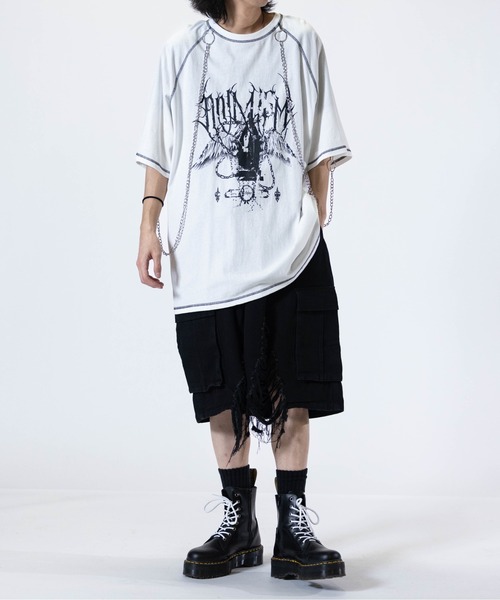JOHN'S CLOSET（ジョンズクローゼット）の「【13】クラッシュカーゴショーツ（カーゴパンツ・メンズ・ブラック/グレー・LARGE/MEDIUM）」の6枚目の写真
