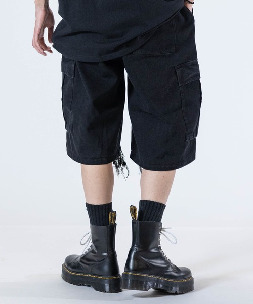 JOHN'S CLOSET（ジョンズクローゼット）の「【13】クラッシュカーゴショーツ（カーゴパンツ・メンズ・ブラック/グレー・LARGE/MEDIUM）」の5枚目の写真