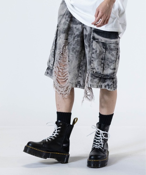 JOHN'S CLOSET（ジョンズクローゼット）の「【13】クラッシュカーゴショーツ（カーゴパンツ・メンズ・ブラック/グレー・LARGE/MEDIUM）」の13枚目の写真