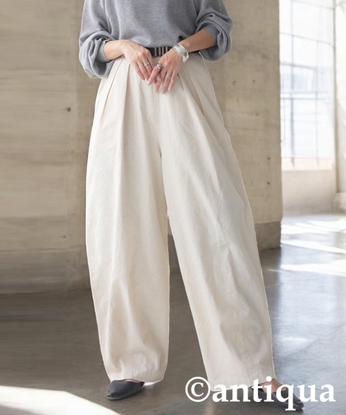 antiqua（アンティカ）の「リネンサーカスパンツ（その他パンツ・レディース・ネイビー/チャコールグレー/ナチュラル/ブラック/オレンジ・ONESIZE）」の4枚目の写真