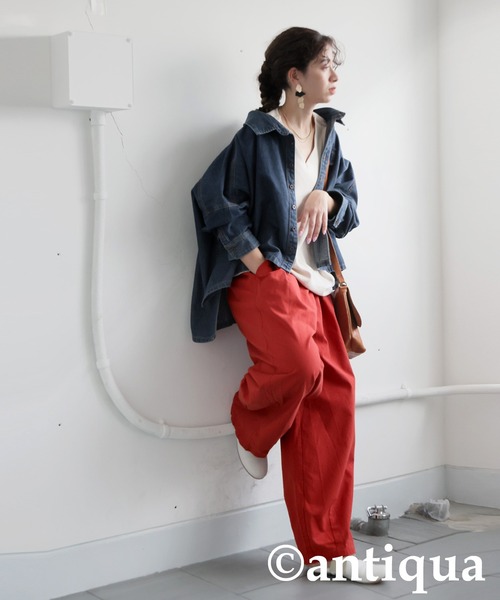 antiqua（アンティカ）の「リネンサーカスパンツ（その他パンツ・レディース・ネイビー/チャコールグレー/ナチュラル/ブラック/オレンジ・ONESIZE）」の11枚目の写真