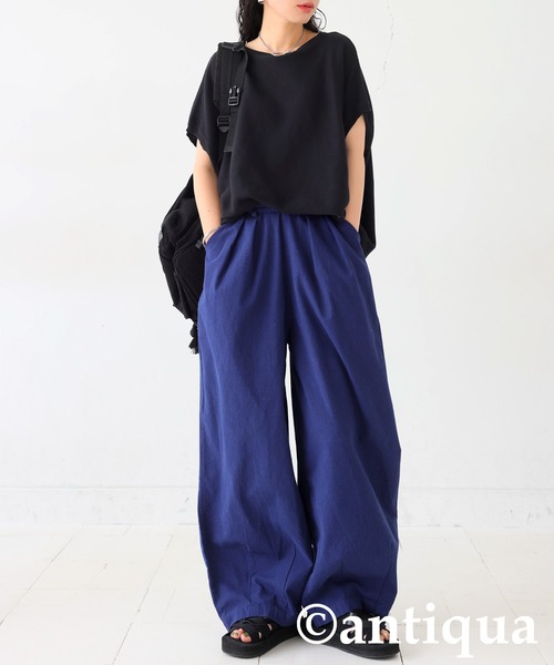 antiqua（アンティカ）の「リネンサーカスパンツ（その他パンツ・レディース・ネイビー/チャコールグレー/ナチュラル/ブラック/オレンジ・ONESIZE）」の8枚目の写真