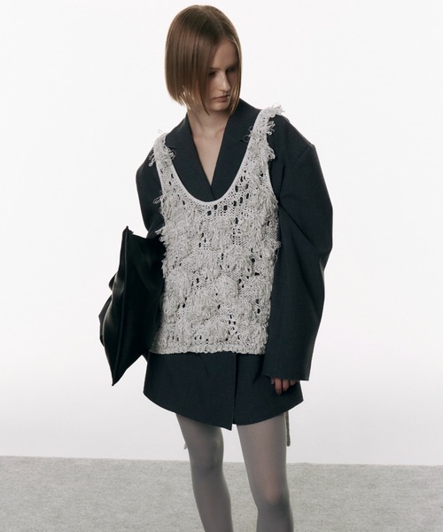 JOSE MOON（ジョゼムーン）の「BLOSSOM MOTIF KNIT/ブロッサムモチーフニット（ニット/セーター・レディース・ホワイト/ブラック・FREE）」の10枚目の写真