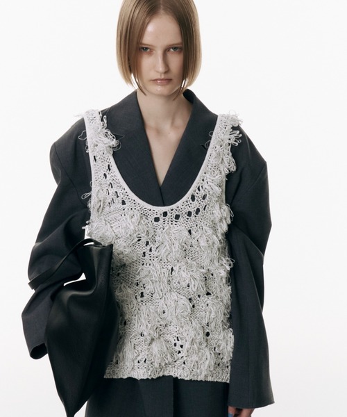 JOSE MOON（ジョゼムーン）の「BLOSSOM MOTIF KNIT/ブロッサムモチーフニット（ニット/セーター・レディース・ホワイト/ブラック・FREE）」の11枚目の写真