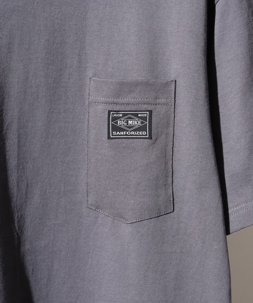 BIG MIKE(ビッグマイク)の「BIGMIKE Sunglasses Pocket Tee サングラスポケット ワイド半袖Tシャツ(Tシャツ/カットソー・メンズ・チャコール/ホワイト/グリーン/ブラック/インディゴブルー・L/M/XL)」の9枚目の写真
