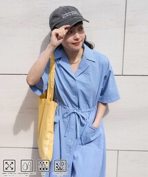 FREAK'S STORE（フリークスストア）の「別注 シアサッカー ストライプ シャツワンピース（ワンピース）」