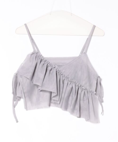 STYLEBLOCK（スタイルブロック）の「チュールアシメフリルビスチェ（シャツ/ブラウス・レディース・ブラック/ブルー/レッド/アイボリー/グレー・M）」の3枚目の写真