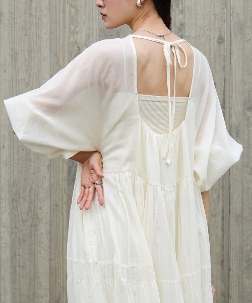 Bab(バブ)の「【S・Mサイズ展開】コットンボイルギャザーワンピース(ワンピース・レディース・チャコールグレー/アイボリー/ブルー・M/S)」の12枚目の写真