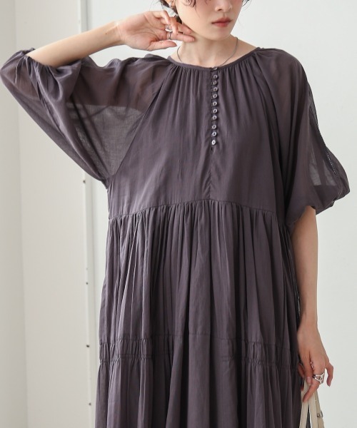 Bab(バブ)の「【S・Mサイズ展開】コットンボイルギャザーワンピース(ワンピース・レディース・チャコールグレー/アイボリー/ブルー・M/S)」の19枚目の写真