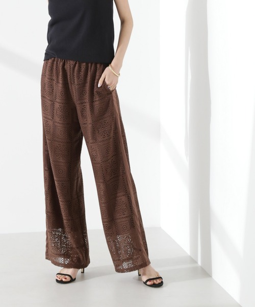 NANO universe（ナノユニバース）の「サイド切り替えレースパンツ（その他パンツ・レディース・ブラック/アイボリー/ブラウン・FREE）」の2枚目の写真