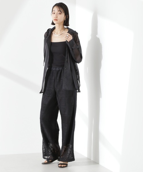 NANO universe（ナノユニバース）の「サイド切り替えレースパンツ（その他パンツ・レディース・ブラック/アイボリー/ブラウン・FREE）」の9枚目の写真