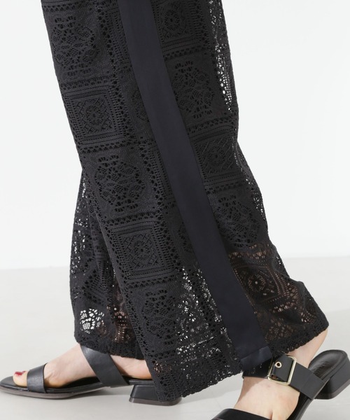 NANO universe（ナノユニバース）の「サイド切り替えレースパンツ（その他パンツ・レディース・ブラック/アイボリー/ブラウン・FREE）」の5枚目の写真