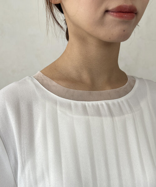 Chez toi（シェトワ）の「スリムプリーツ切替ブラウス（シャツ/ブラウス・レディース・ネイビー/オレンジ/オフホワイト・FREE）」の16枚目の写真