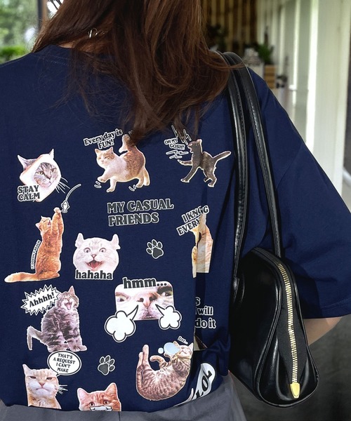 韓国 半袖Tシャツ カジュアル 猫 ねこ ネコ プリント 男女兼用 楽天市場】Tシャツ 猫 プリント 猫Tシャツ 猫プリントTシャツ 猫