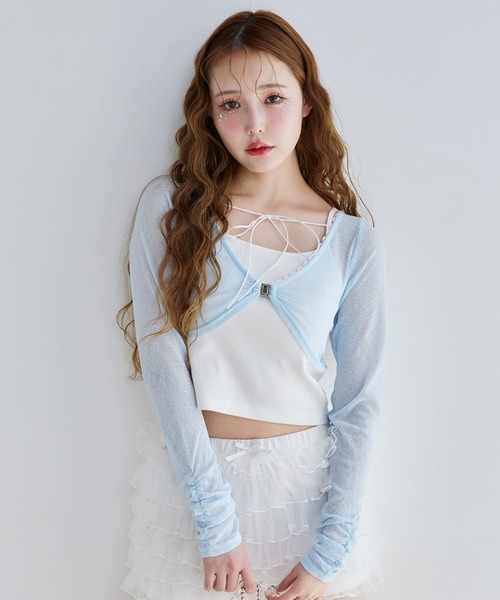 one after another NICE CLAUP（ワンアフターアナザーナイスクラップ）の「【moon light marine collection】バックリボンボレロセット（アンサンブル・レディース・サックスブルー/ミント/ラベンダー・FREE）」の8枚目の写真