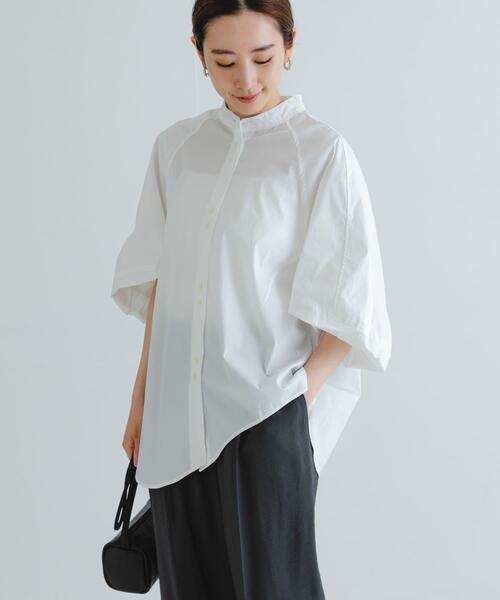 URBAN RESEARCH（アーバンリサーチ）の「イレギュラーヘムスタンドカラーブラウス（シャツ/ブラウス・レディース・オフホワイト/グレー系その他/ブルー系その他・FREE）」の9枚目の写真