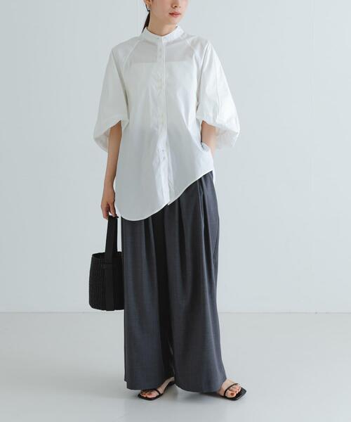 URBAN RESEARCH（アーバンリサーチ）の「イレギュラーヘムスタンドカラーブラウス（シャツ/ブラウス・レディース・オフホワイト/グレー系その他/ブルー系その他・FREE）」の11枚目の写真