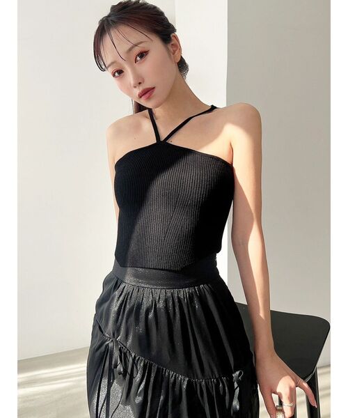 RESEXXY（リゼクシー）の「アメスリクロップドニットトップス（キャミソール・レディース・ブルー/アイボリー/ブラック・FREE）」の9枚目の写真