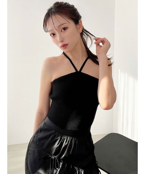 RESEXXY（リゼクシー）の「アメスリクロップドニットトップス（キャミソール・レディース・ブルー/アイボリー/ブラック・FREE）」の10枚目の写真