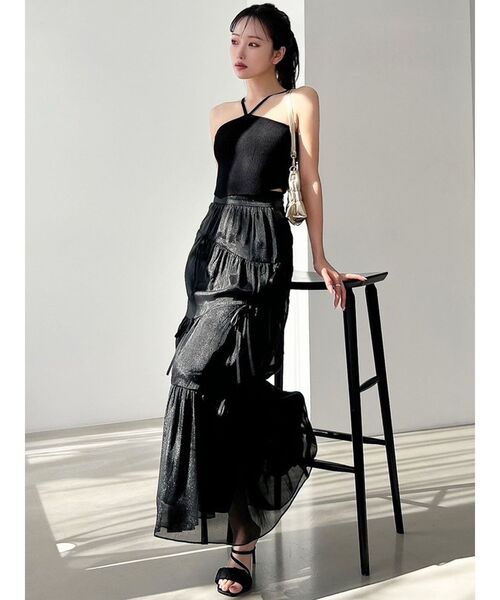 RESEXXY（リゼクシー）の「アメスリクロップドニットトップス（キャミソール・レディース・ブルー/アイボリー/ブラック・FREE）」の11枚目の写真