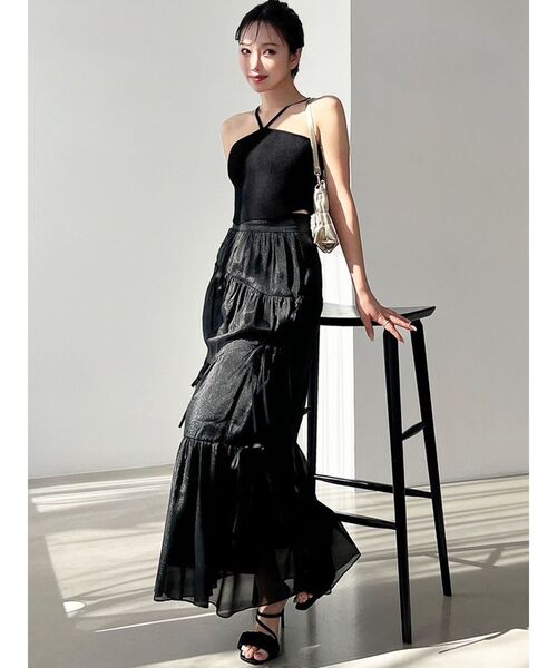 RESEXXY（リゼクシー）の「アメスリクロップドニットトップス（キャミソール・レディース・ブルー/アイボリー/ブラック・FREE）」の12枚目の写真