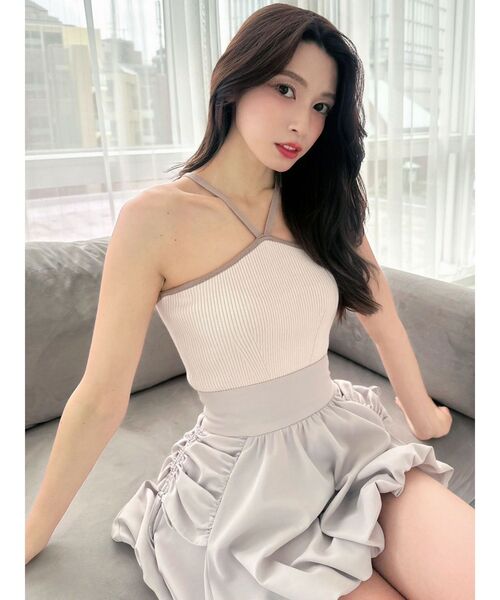 RESEXXY（リゼクシー）の「アメスリクロップドニットトップス（キャミソール・レディース・ブルー/アイボリー/ブラック・FREE）」の14枚目の写真