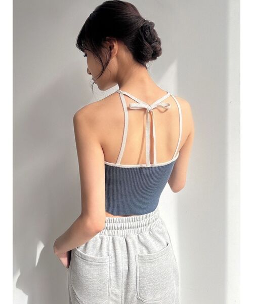 RESEXXY（リゼクシー）の「アメスリクロップドニットトップス（キャミソール・レディース・ブルー/アイボリー/ブラック・FREE）」の21枚目の写真